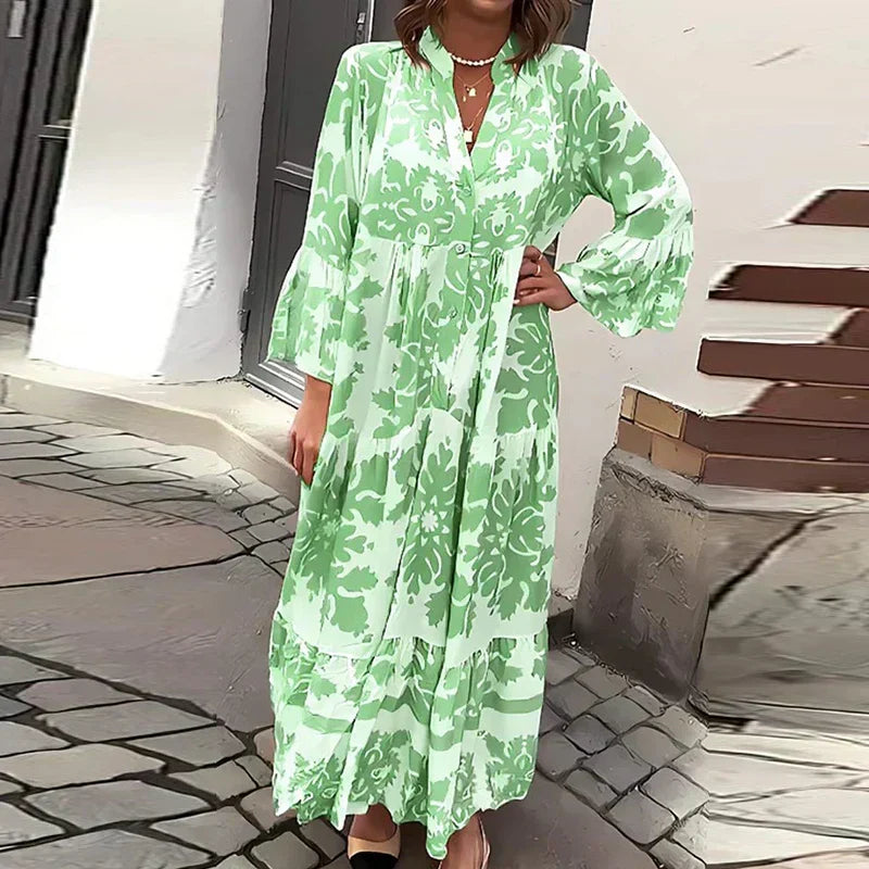 Isolde | Damen Blumenmuster Langarm Midi Kleid - Floral - Image 5
