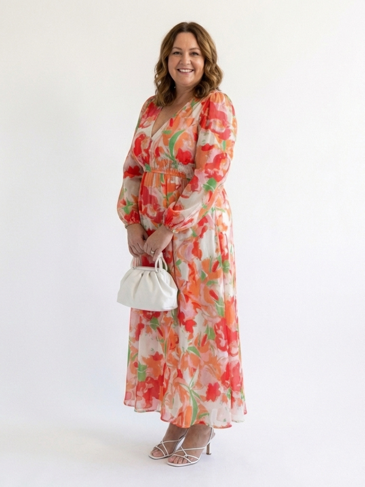 Isolde | Damen Blumenmuster Wickel Maxikleid - Green - Image 6