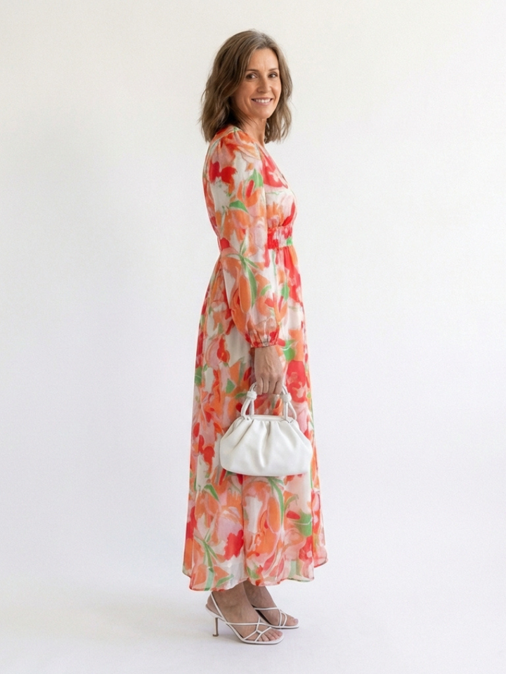 Isolde | Damen Blumenmuster Wickel Maxikleid - Green - Image 7