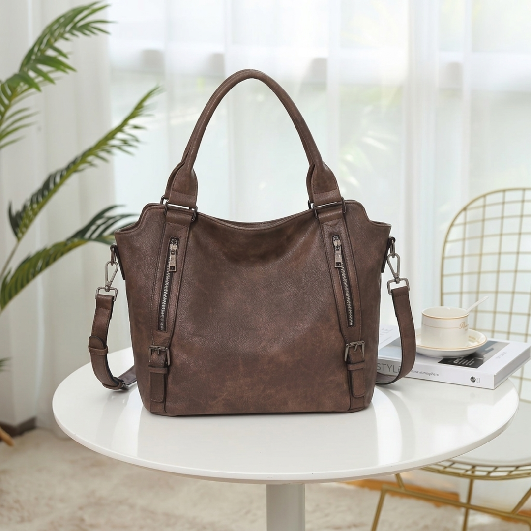 Isolde | Damen Hobo Bag Schultertasche - Brown - Image 11