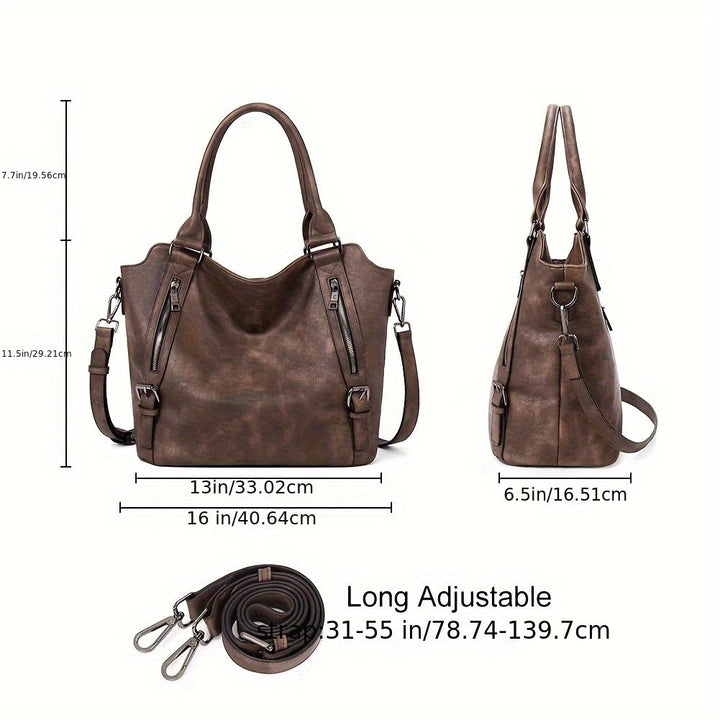 Isolde | Damen Hobo Bag Schultertasche - Brown - Image 12