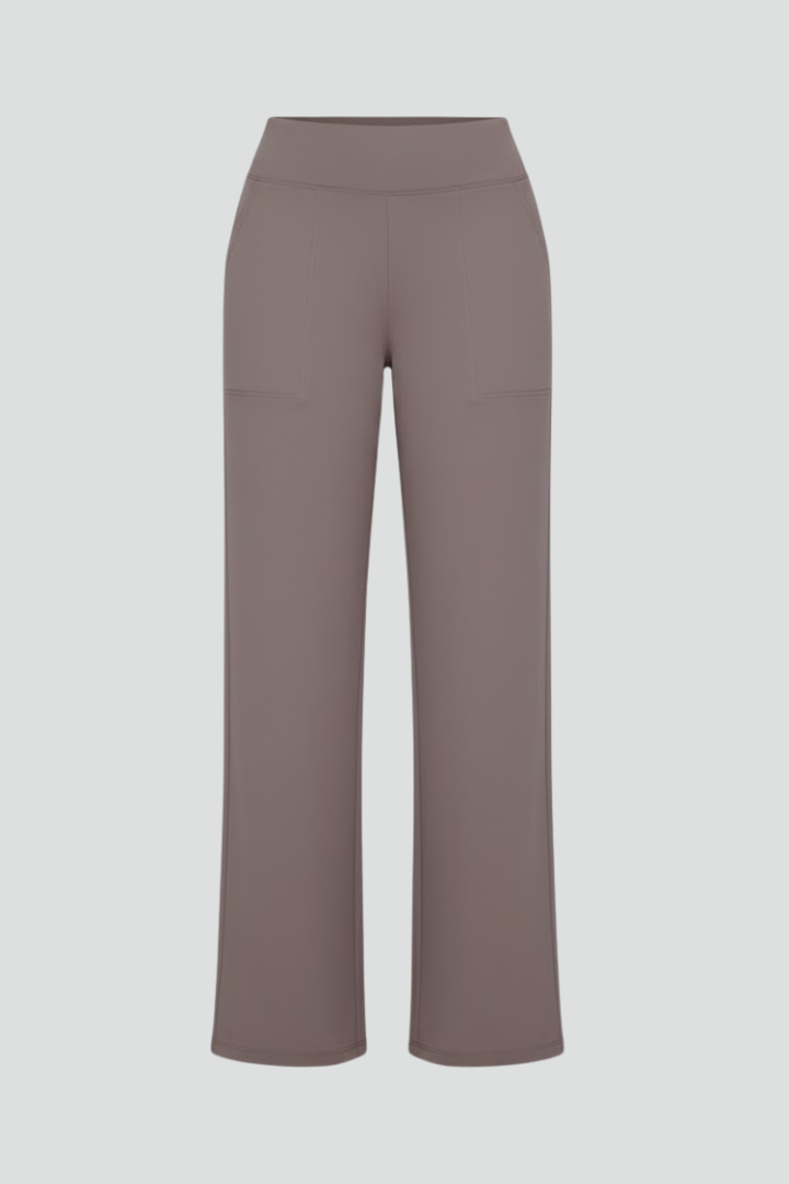 Isolde | Damen Wide-Leg Hose mit hohem Bund - Brown - Image 1