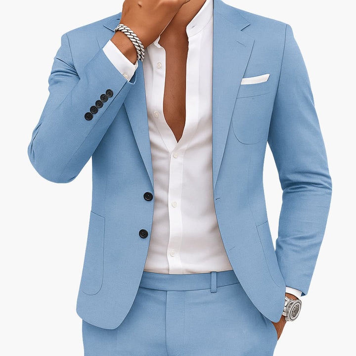 Joachim | Herren Hellblau Zwei-Teiler Anzug Set - Light Blue - Image 1