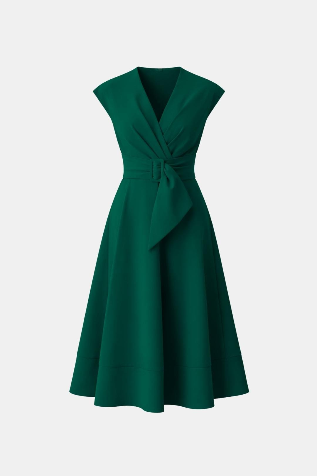 Joelle | Damen Midikleid V-Ausschnitt mit Gürtel - Navy - Image 14