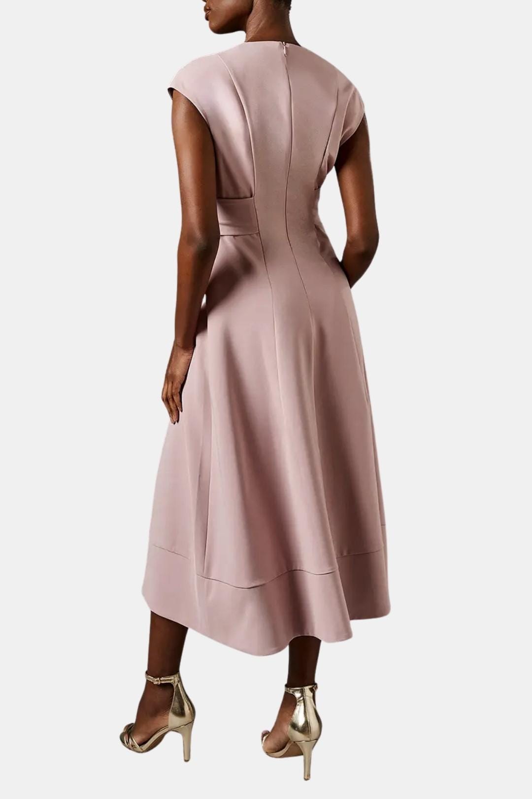 Joelle | Damen Midikleid V-Ausschnitt mit Gürtel - Navy - Image 16