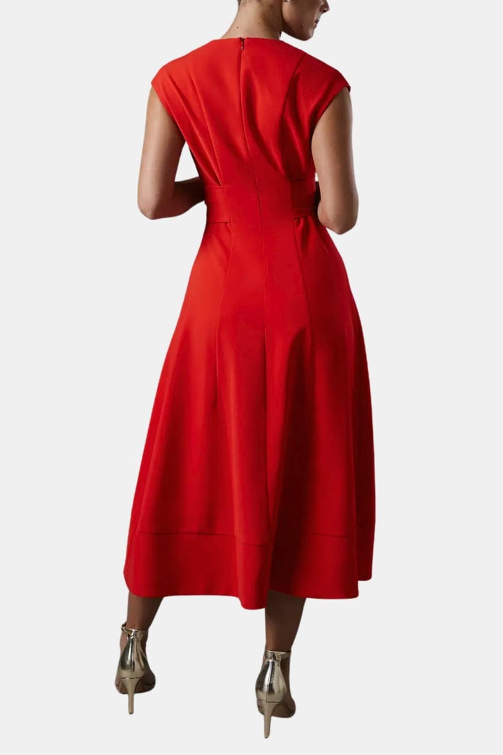 Joelle | Damen Midikleid V-Ausschnitt mit Gürtel - Navy - Image 22