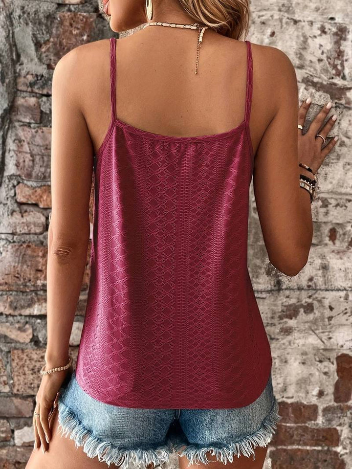 Jolanda | Damen Lochstickerei V-Ausschnitt Top - White - Image 10