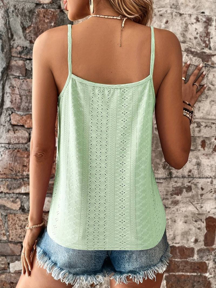 Jolanda | Damen Lochstickerei V-Ausschnitt Top - White - Image 12