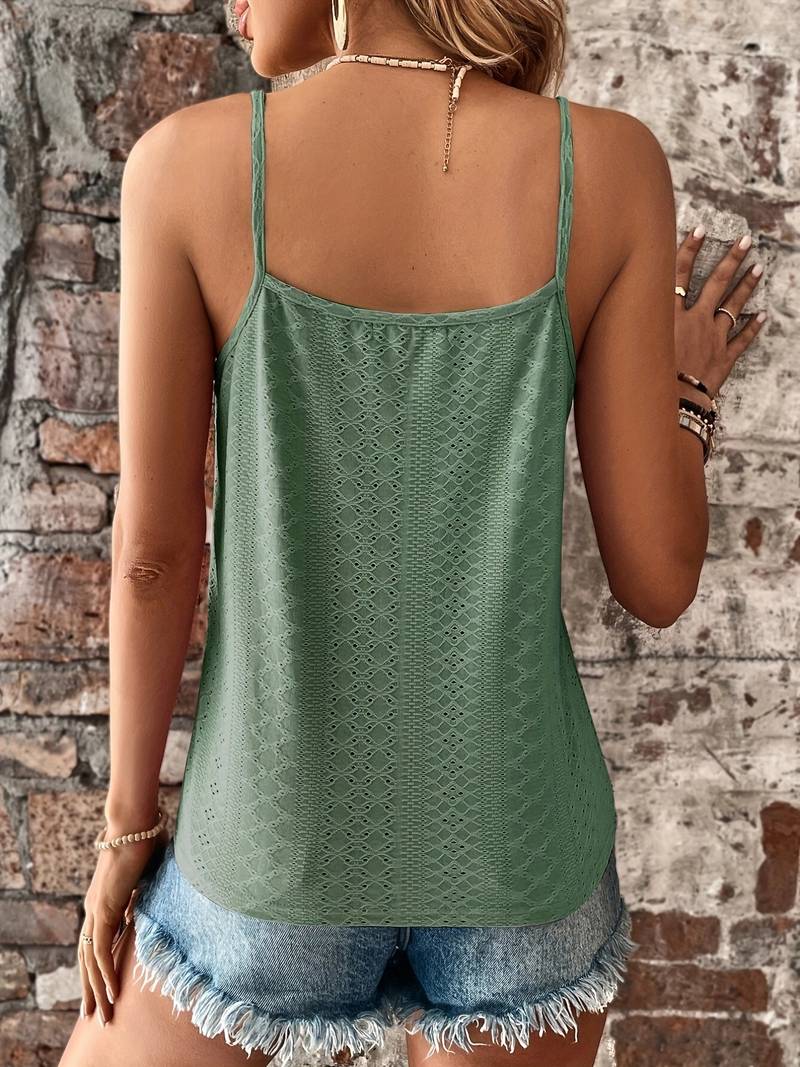 Jolanda | Damen Lochstickerei V-Ausschnitt Top - White - Image 4