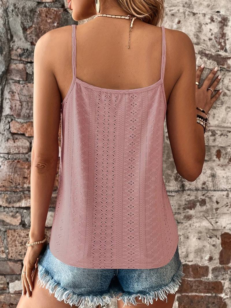 Jolanda | Damen Lochstickerei V-Ausschnitt Top - White - Image 8