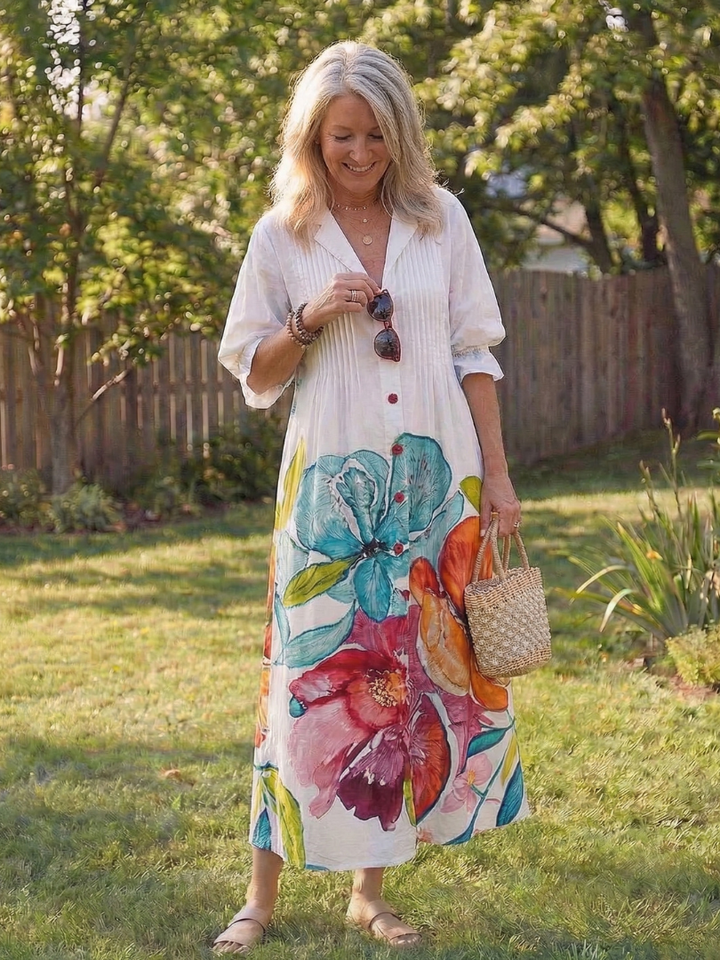 Josefine | Damen Blumen Maxikleid mit 3/4 Ärmeln - Floral - Image 7
