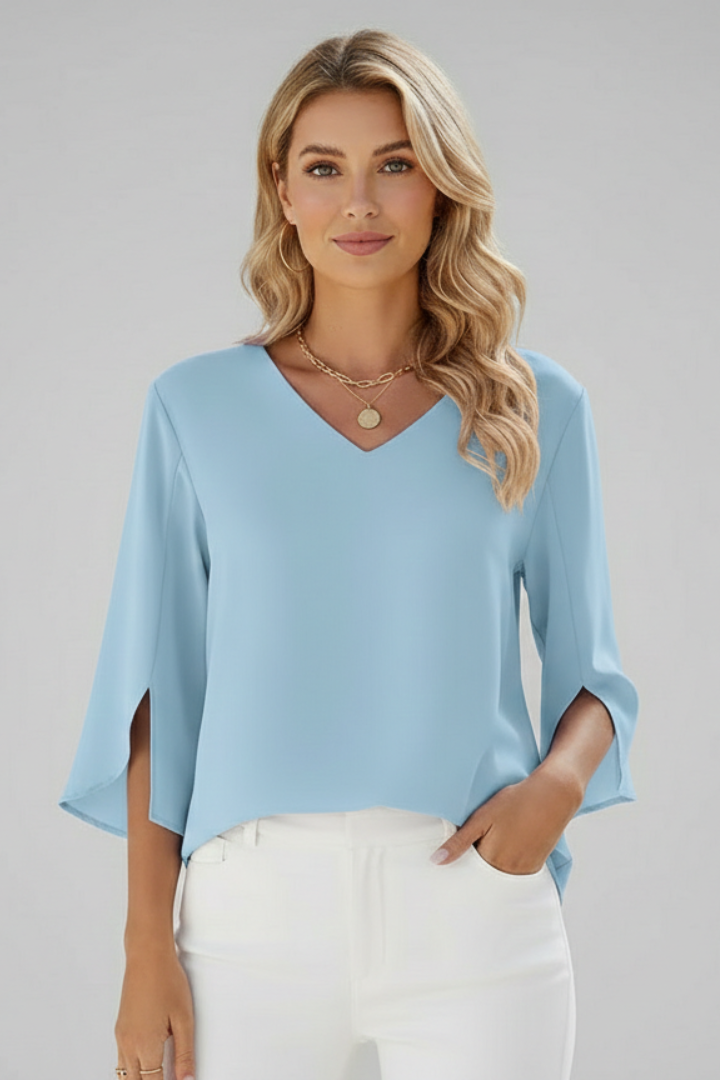 Josefine | Damen V-Ausschnitt 3/4 Arm Bluse - Pink - Image 6
