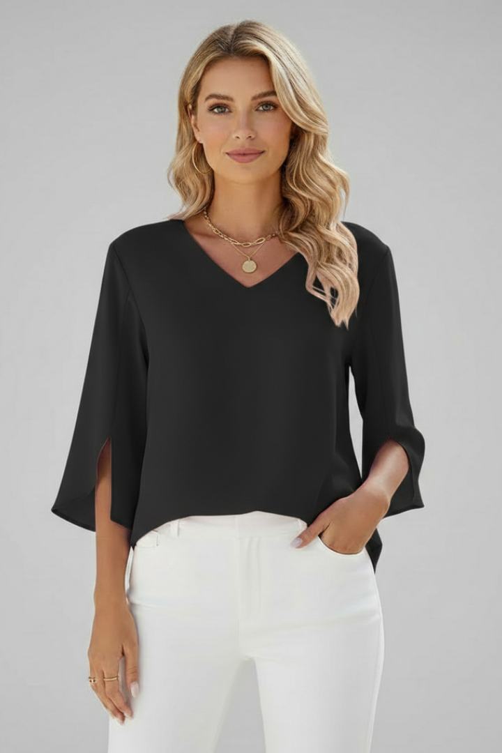 Josefine | Damen V-Ausschnitt 3/4 Arm Bluse - Pink - Image 8