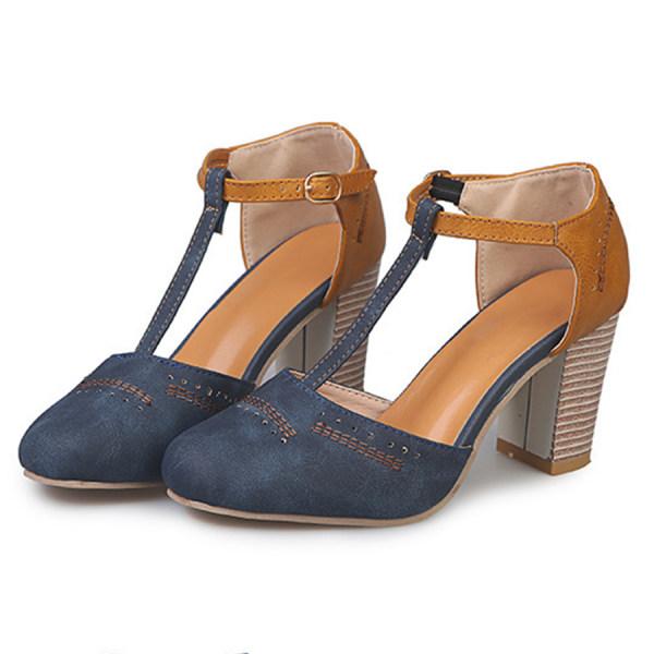 Clara | Damen T-Strap Pumps mit Blockabsatz