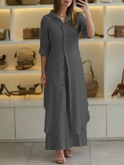 Lara | Damen Set Longbluse Weite Hose 3/4-Arm