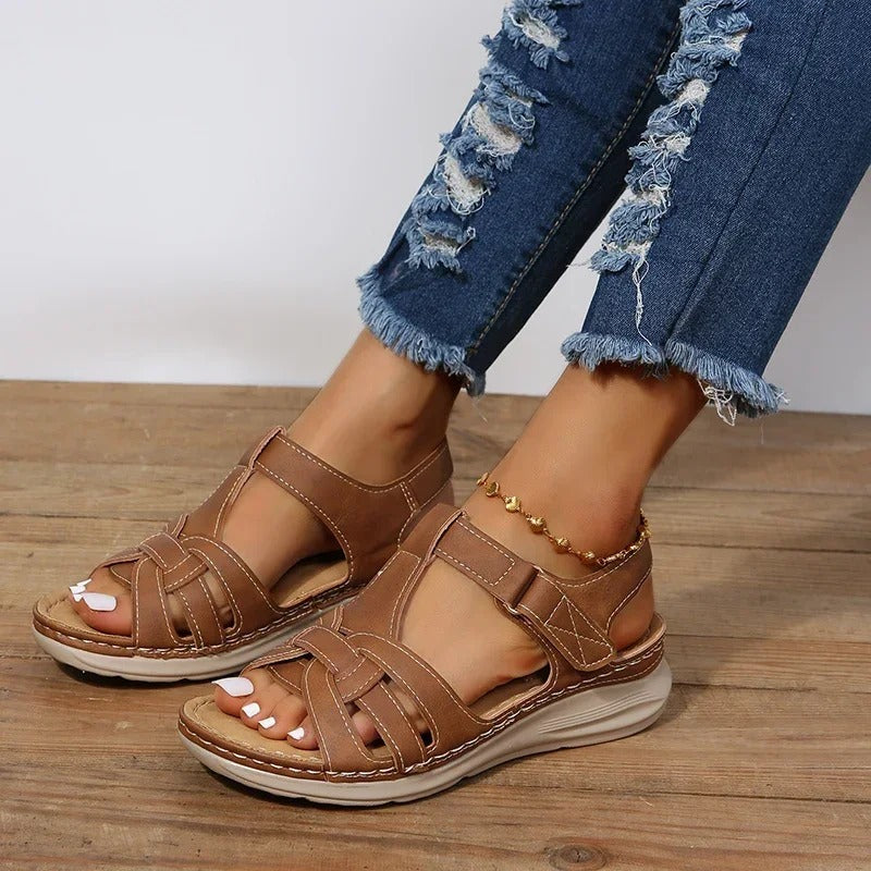 Paula | Damen Sandalen Klettverschluss Keilsohle Sommersandalen