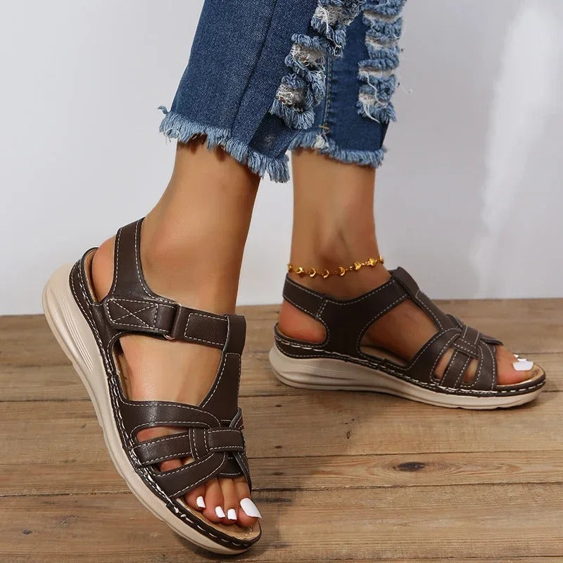Paula | Damen Sandalen Klettverschluss Keilsohle Sommersandalen