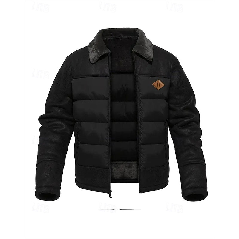 Roderik | Herren Steppjacke mit Fellkragen Winterjacke