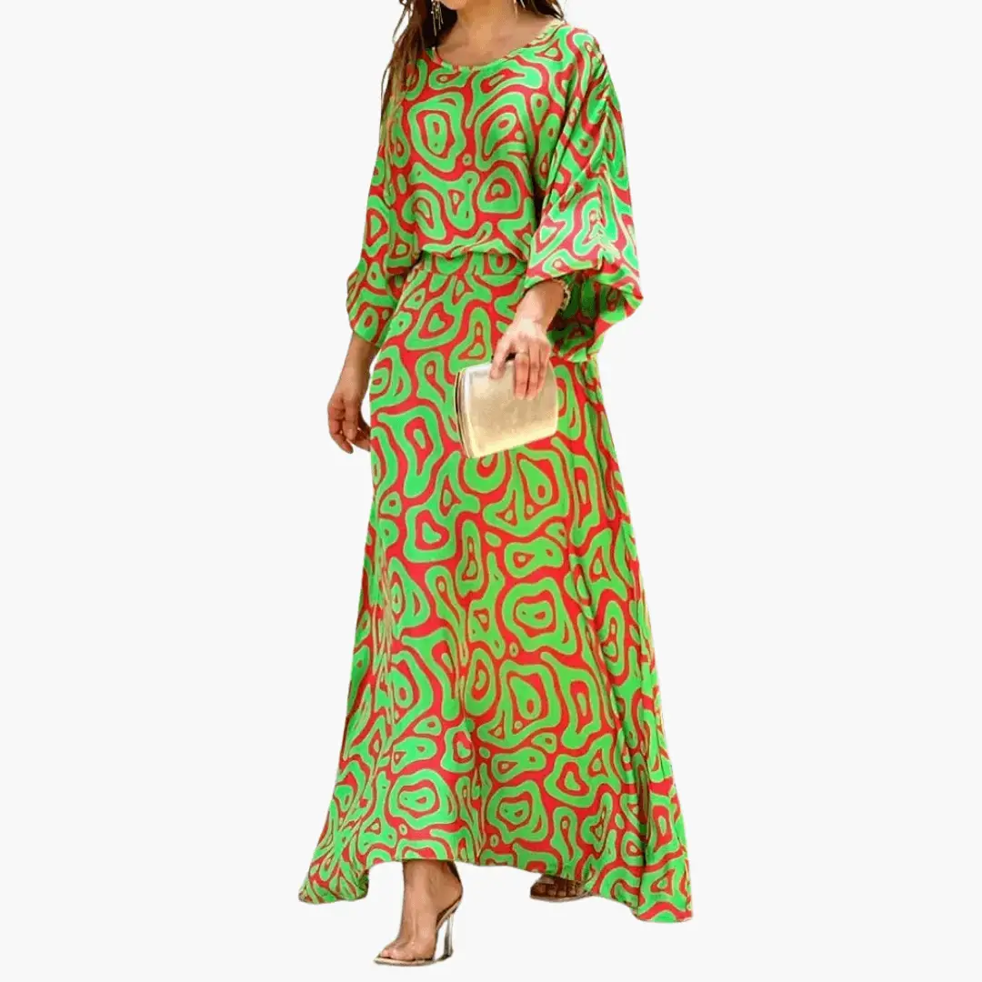 Kalinda | Damen Alloverdruck Fließendes Maxikleid - Image 1