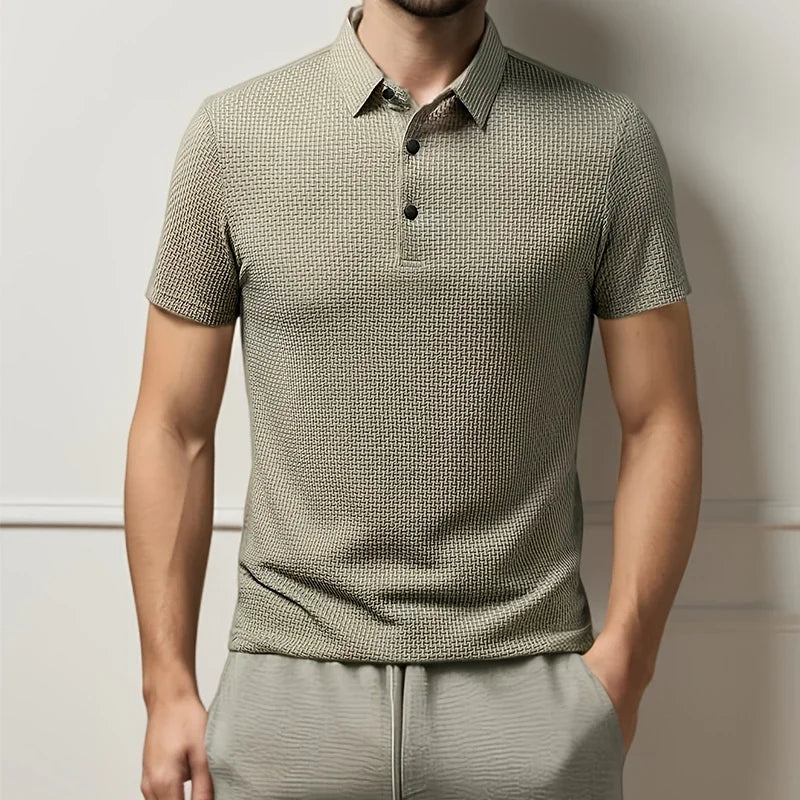 Kasper | Herren Strukturiertes Poloshirt Kurzarm - Khaki - Image 1