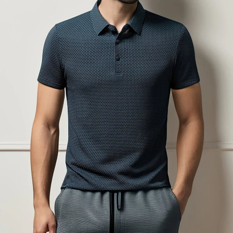 Kasper | Herren Strukturiertes Poloshirt Kurzarm - Khaki - Image 4