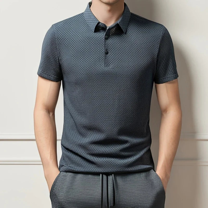 Kasper | Herren Strukturiertes Poloshirt Kurzarm - Khaki - Image 6