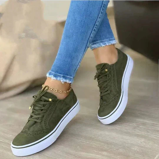 Katarina | Damen Schnürer Sneaker Khaki - Khaki - Image 1