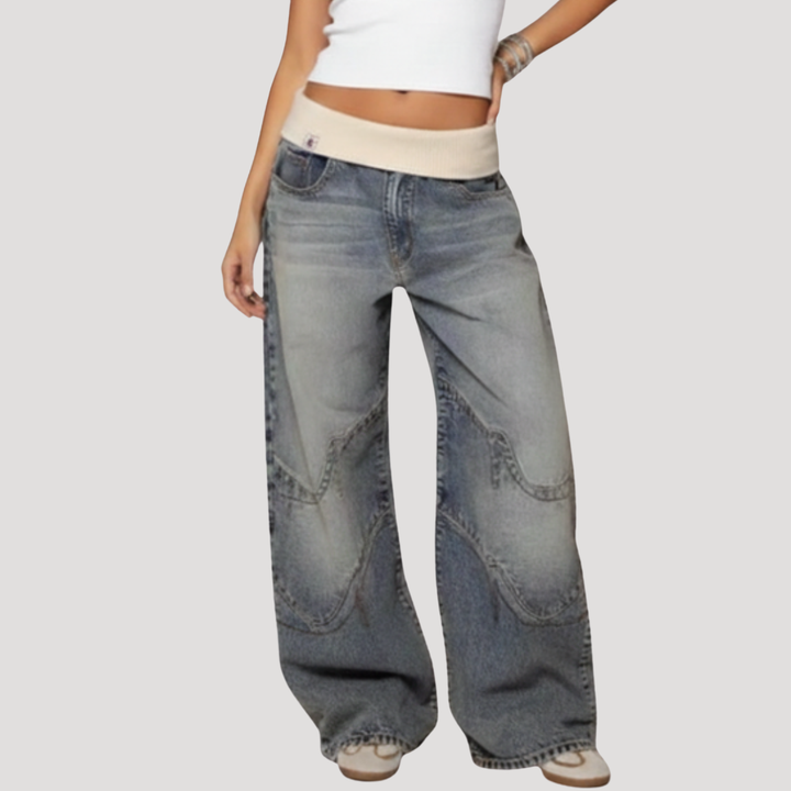 Katinka | Damen Weite Baggy Hose - Blue - Image 1