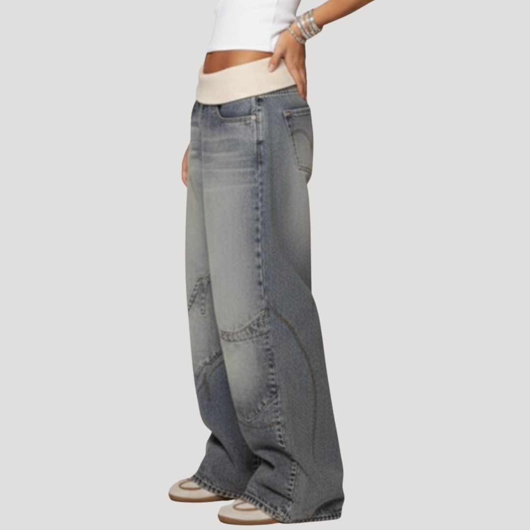 Katinka | Damen Weite Baggy Hose - Blue - Image 3