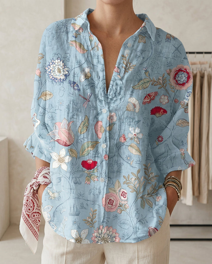 Katrin | Damen Bluse mit tropischem Print - Teal - Image 6