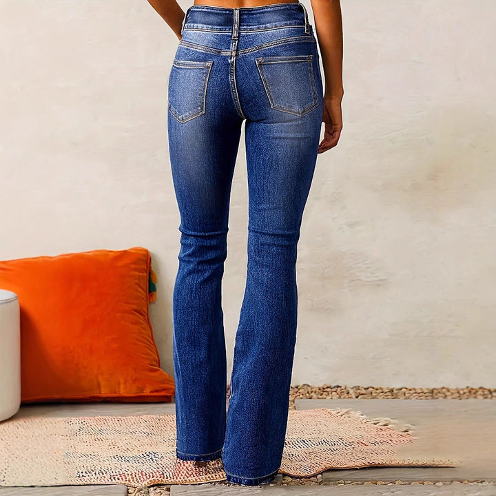 Katrin | Damen High Waist Bootcut Jeans Figurschmeichelnd - Blue - Image 1