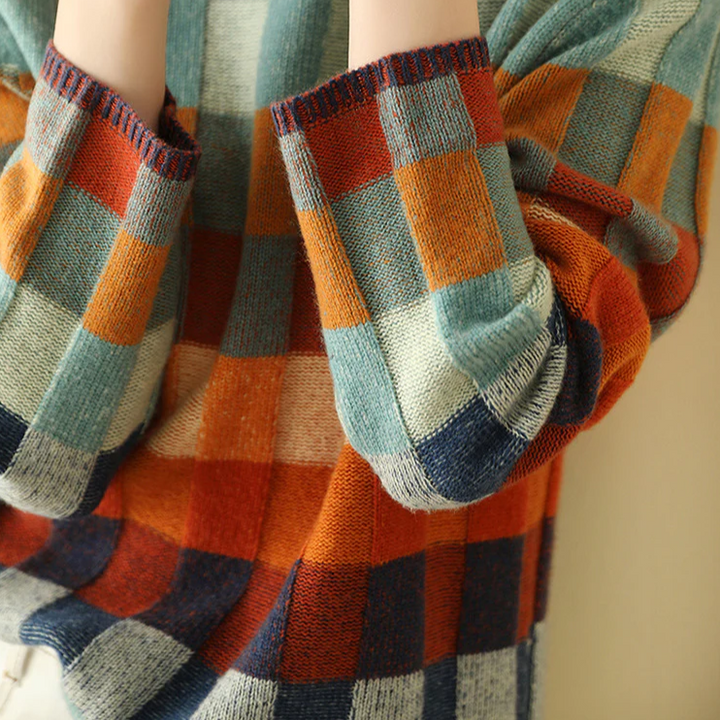 Kerensa | Damen Karierter Strickpullover Bunt - Image 6