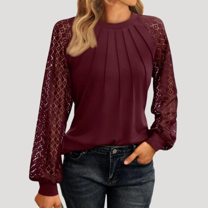 Kersti | Damen Spitzenbluse Langarm Rundhals - Image 2