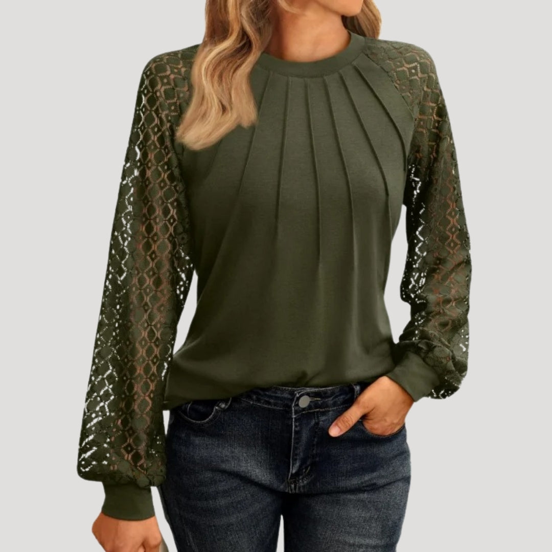 Kersti | Damen Spitzenbluse Langarm Rundhals - Image 6