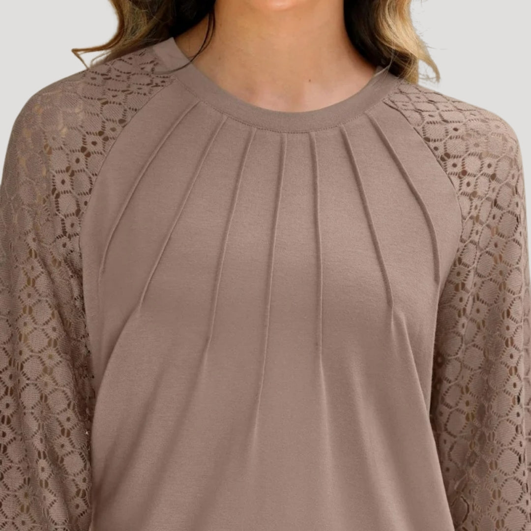 Kersti | Damen Spitzenbluse Langarm Rundhals - Image 7