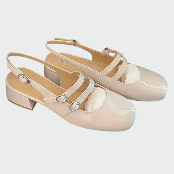 Rosso | Damen Mary Jane Pumps Doppelriemen Blockabsatz Lack