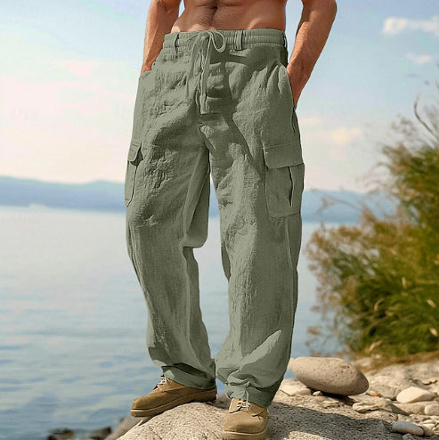 Kilian | Herren Cargo Hose mit Kordelzug und Seitentaschen - Khaki - Image 2