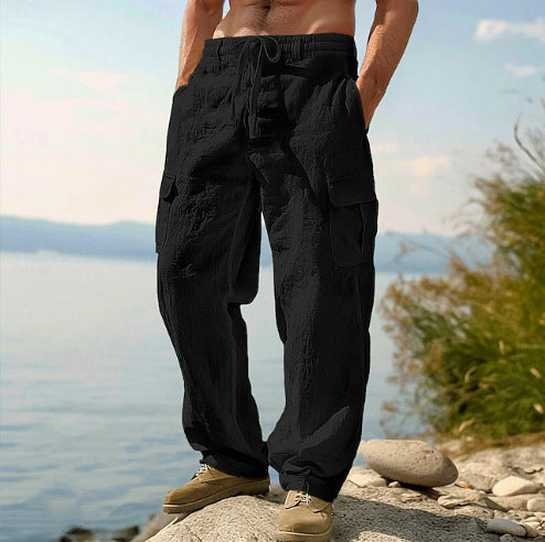 Kilian | Herren Cargo Hose mit Kordelzug und Seitentaschen - Khaki - Image 5