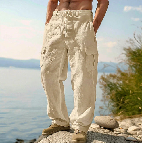 Kilian | Herren Cargo Hose mit Kordelzug und Seitentaschen - Khaki - Image 6