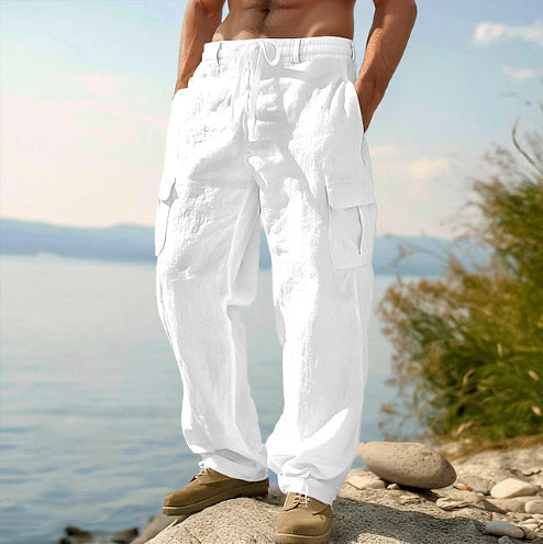 Kilian | Herren Cargo Hose mit Kordelzug und Seitentaschen - Khaki - Image 7