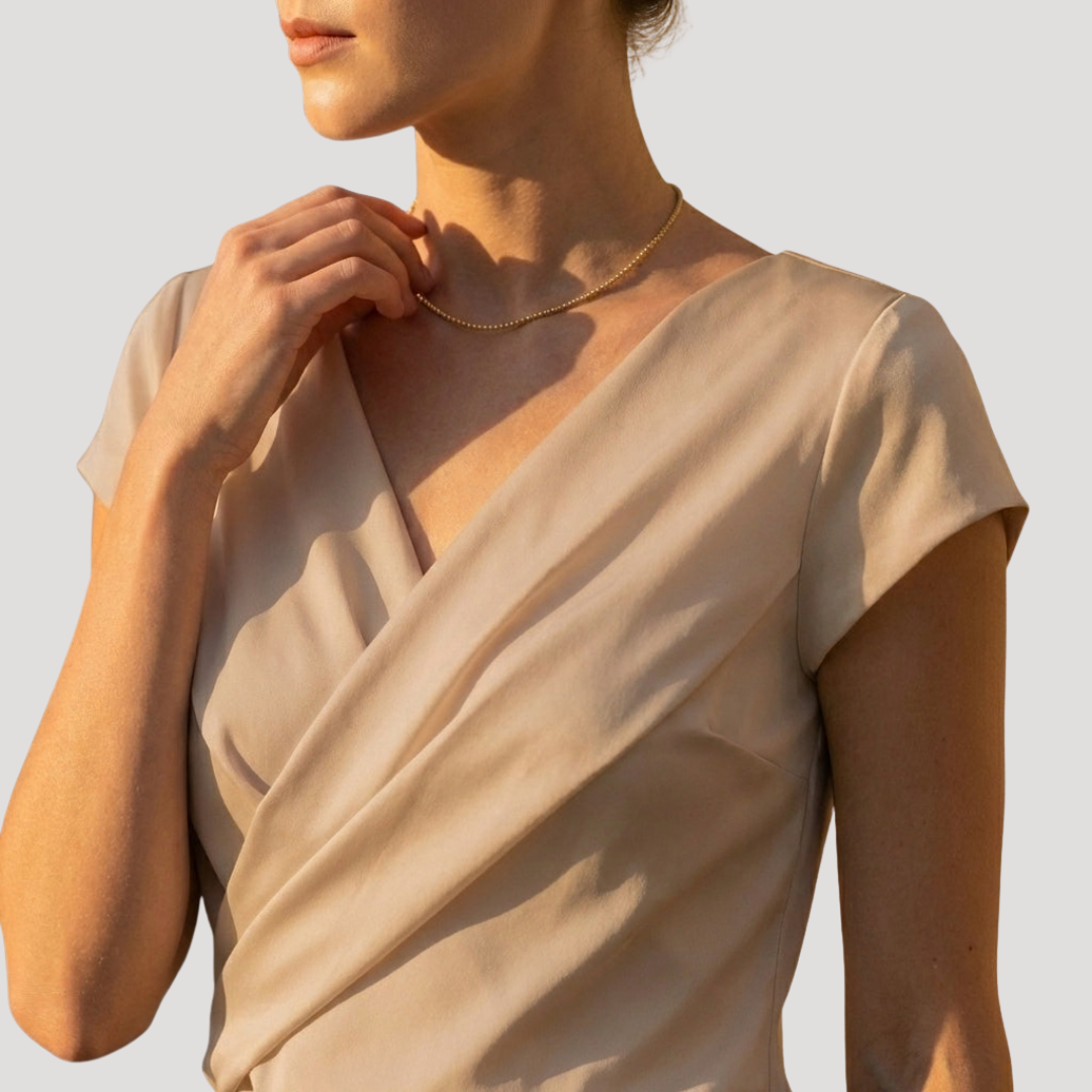 Kirsa | Damen Wickelbluse mit Wickelausschnitt Kurzarm - White - Image 3