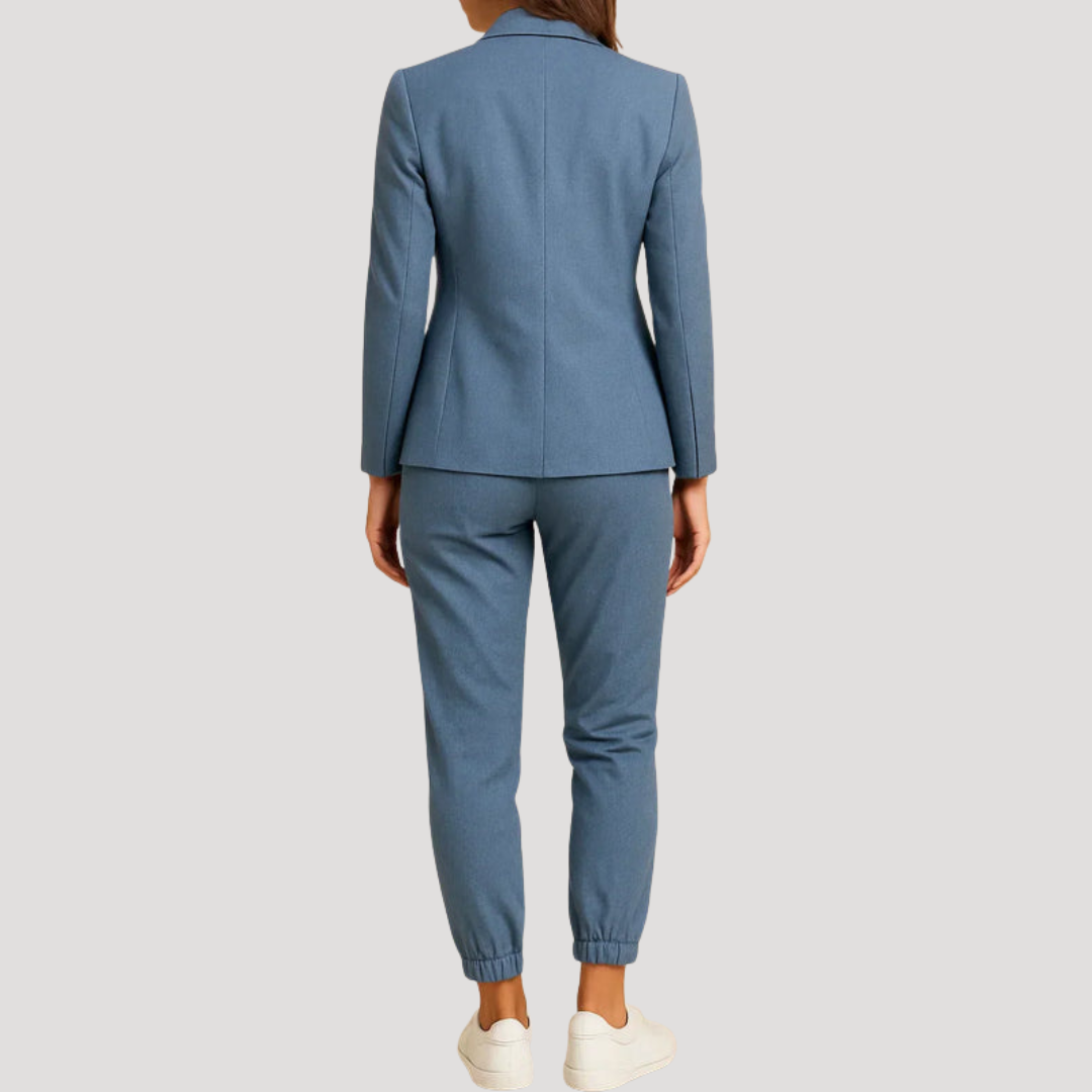 Klara | Damen Hosenanzug Blazer Set Zweiteiler - Light Blue - Image 2