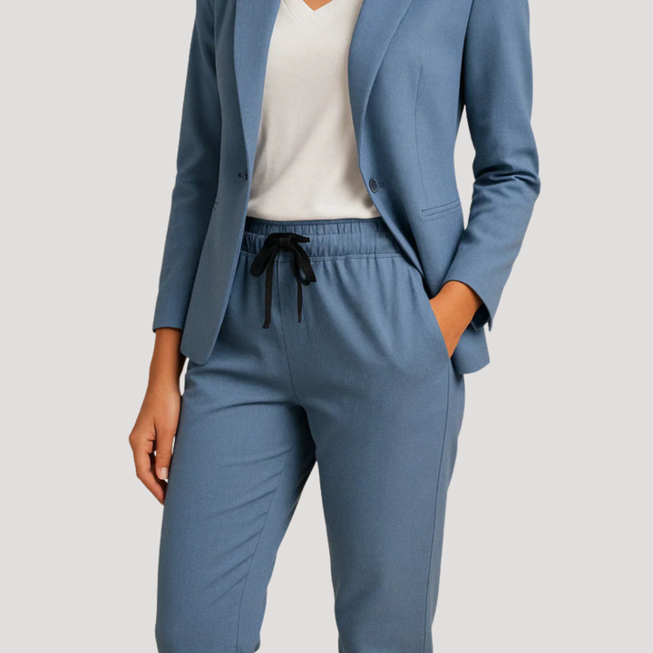 Klara | Damen Hosenanzug Blazer Set Zweiteiler - Light Blue - Image 3