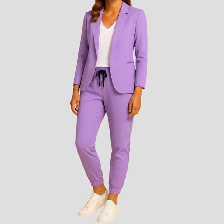 Klara | Damen Hosenanzug Blazer Set Zweiteiler - Light Blue - Image 4