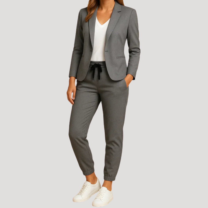 Klara | Damen Hosenanzug Blazer Set Zweiteiler - Light Blue - Image 7