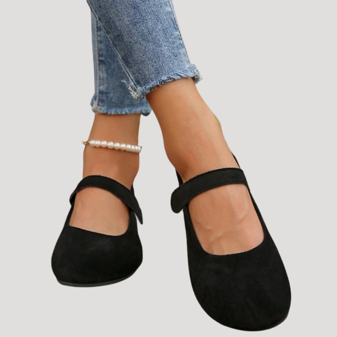 Klara | Damen Mary Jane Ballerinas Riemchen Flach - Beige - Image 2