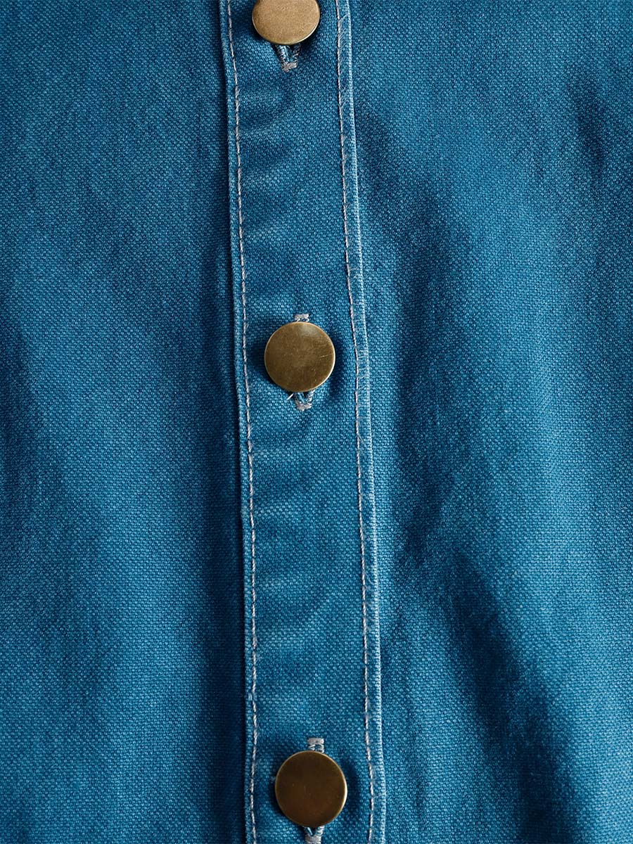 Klementine | Damen Durchgeknöpftes Jeanskleid Maxikleid - Blue - Image 6