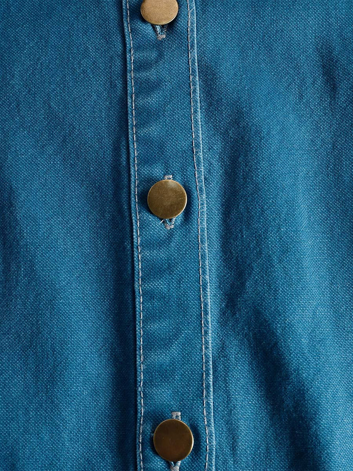 Klementine | Damen Durchgeknöpftes Jeanskleid Maxikleid - Blue - Image 6
