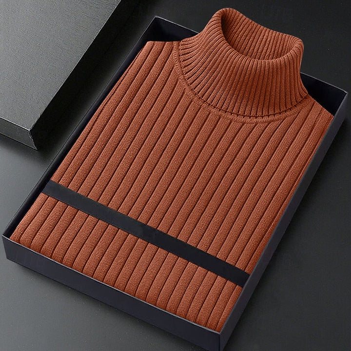 Konrad | Herren Rollkragenpullover Rippenstrick - Brown - Image 1
