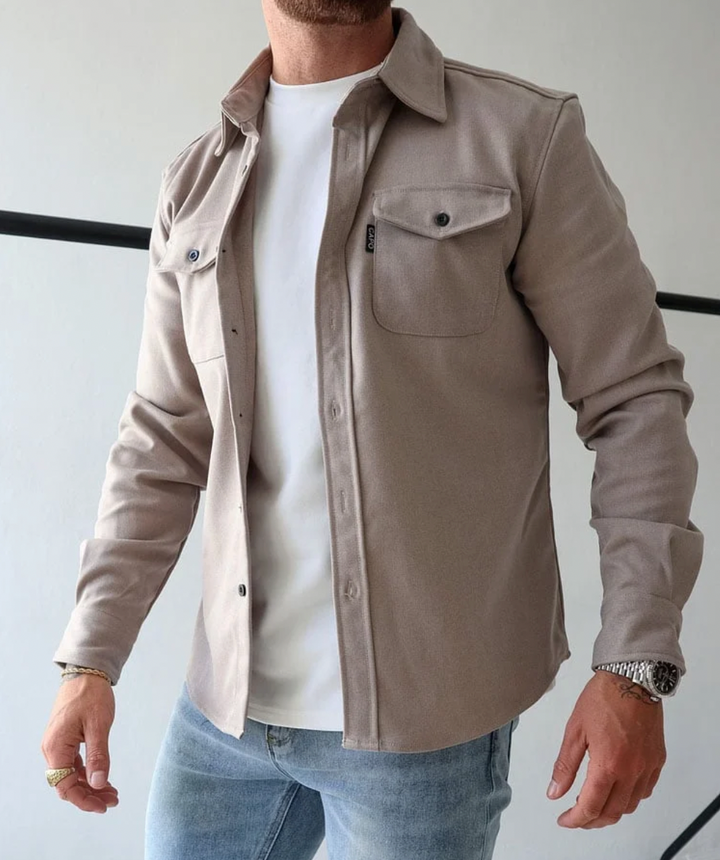 Konstantin | Herren Langarm Freizeithemd - Beige - Image 2